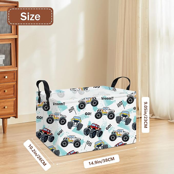 Rectangular Monster Truck Storage Basket | Gifts Bag for Toys,Books,Clothes,Gifts,Pets-Perfect for Home,Office,Nursery,Dorm,Shelf