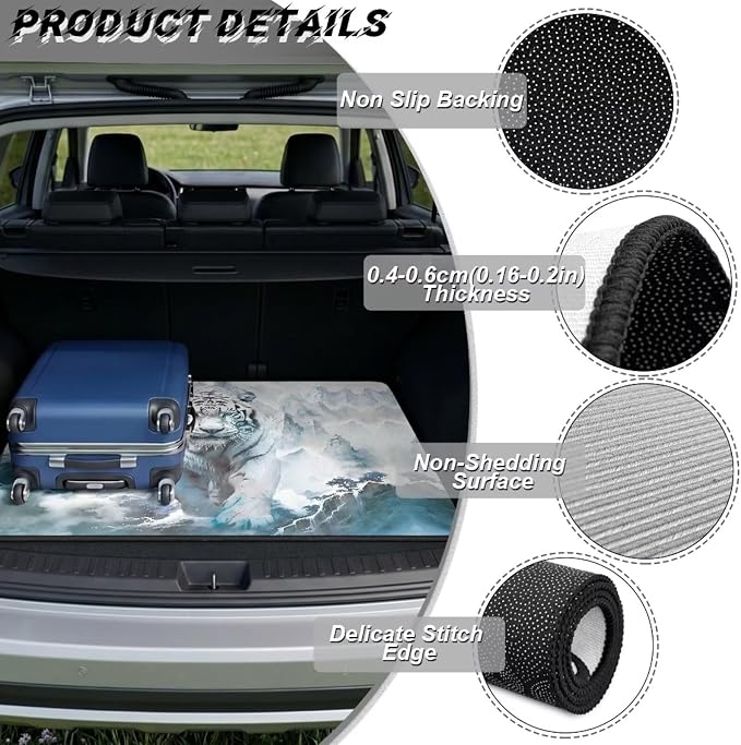 White Tiger Car Trunk Mat Universal Size 29" x 39", Dustproof Cargo Liner All Weather Trunk Protection Mat Rear Trunk Mats for Most Cars, Vehicle Interior Accessories