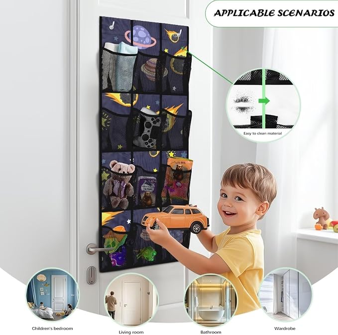 Planets Over The Door Shoes Organizers,Behind Door Shoes Hang Holder Rack,Storage for Small Spaces,Unique Print