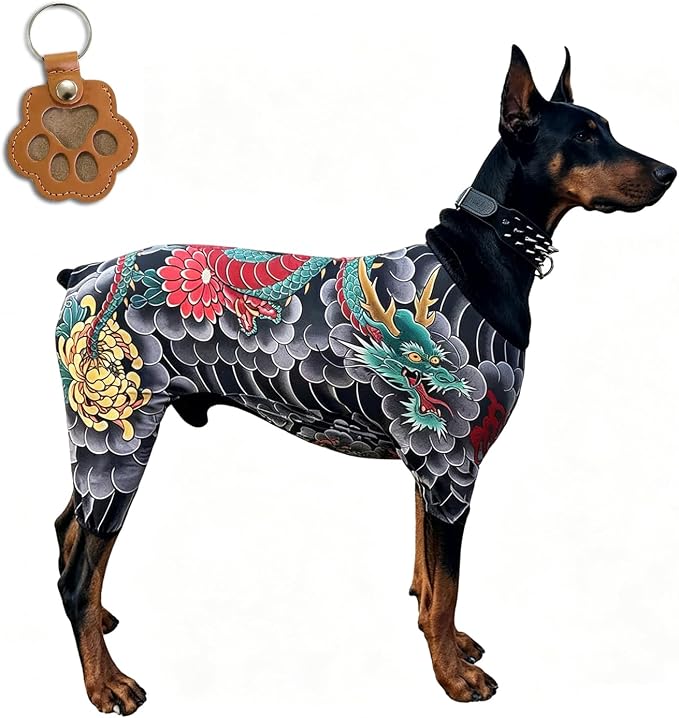 Pet Tattoo Clothes Dog Tattoo-Print Clothing for Small-Large Puppy Pet Pajamas Cat Costume (5XL)