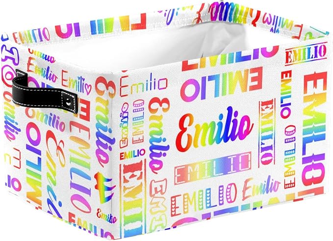 Personalized Toy Box Storage Bins for Boys Girls with Name, Kids Custom Storage Basket Cubes Organizer with Handles, Shelf Closet Storage Baskets Bin Customized Gift, 1 Pack