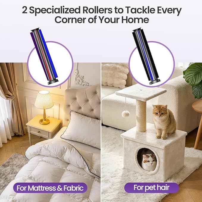Xlife Mattress Vacuum, Bed Vacuum Cleaner with 2 Roller Brushes for Pet Hair, 253.7nm UV-C Light, 140F° Heating, 550W 16KPA Suction, HEPA Filter Couch Vauum for Bed, Sofa, Pillow, Baby Crib (Corded)