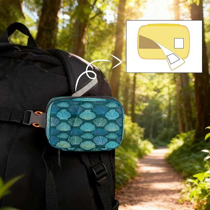 Travel Pill Organizer Blue Teal Shell Starfish Pattern Pill Case