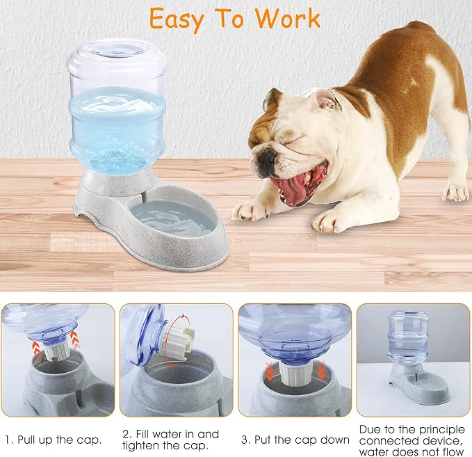 3.5L/1Gallon Automatic Replenish Pet Water Dispenser, Self-Dispensing Gravity Pets Water Feeder for Cats & Small, Medium Dogs