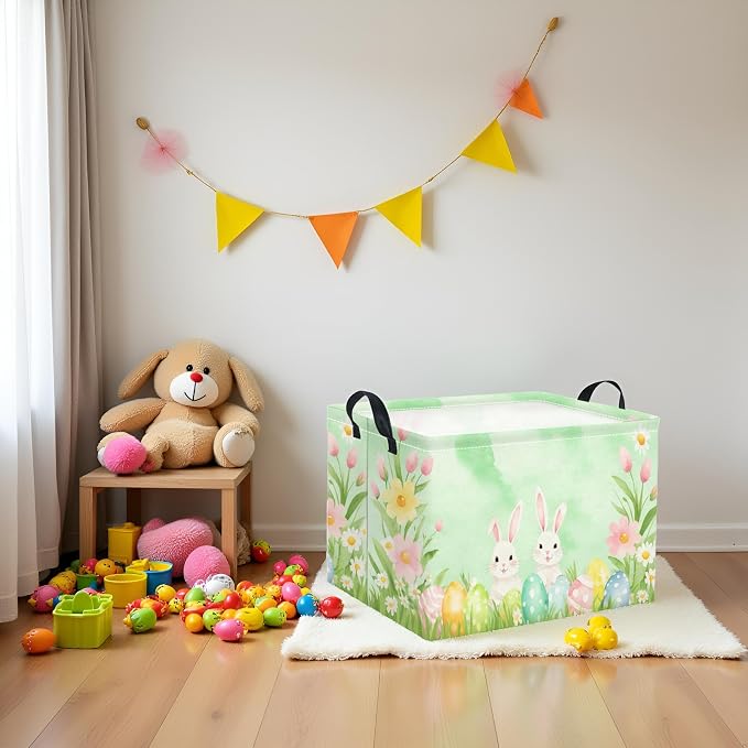 Rectangular Easter Basket for Kids & Baby - Storage Basket & Organizer Shelf - Bunny Easter Decor