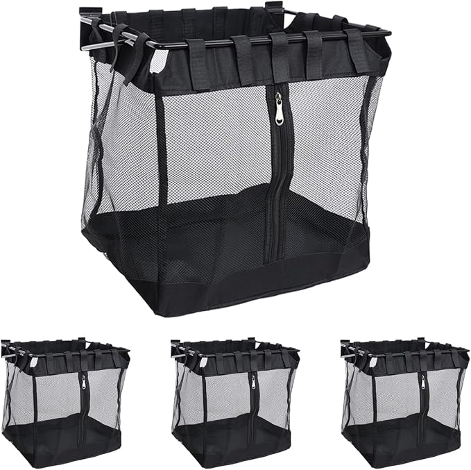 4Pcs Mesh Slatwall Baskets with Zipper,Hanging Storage Slat wall Baskets | Sturdy and Easy to Install Slatwall Accessories for Garage Shops Gym Home Display Organizing(16 * 12 * 16 inch)