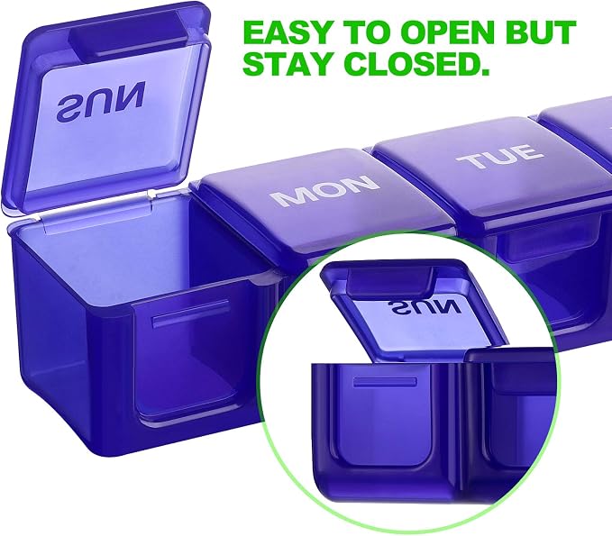Pill Organizer Pink XL Extra Large Weekly ﻿ | Portable Medicine, Daily Pill Cases for Pills/Vitamin/Fish Oil/Supplements