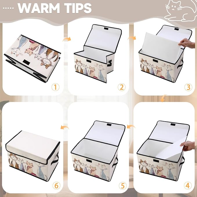 Stackable Clothes Storage Bins with Lids 3 Pack | Closet Organizers, Fabric Box, For Blanket Clothes, Under Bed Storage Containers