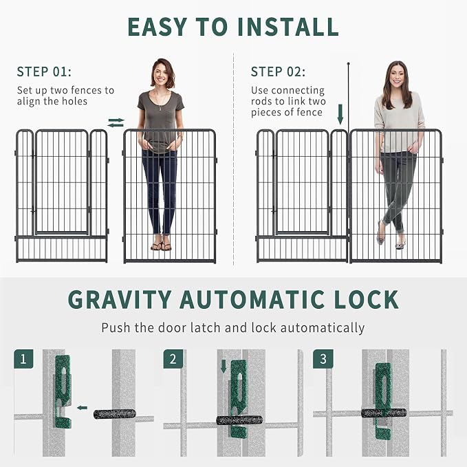 Musen Dog Playpen Outdoor, 16 Panels Dog Pen 40" Height Dog Fence Exercise Pen with Doors for Large/Medium/Small Dogs, Portable Pet Playpen for Yard, RV, Camping, Hammer Paint Finish