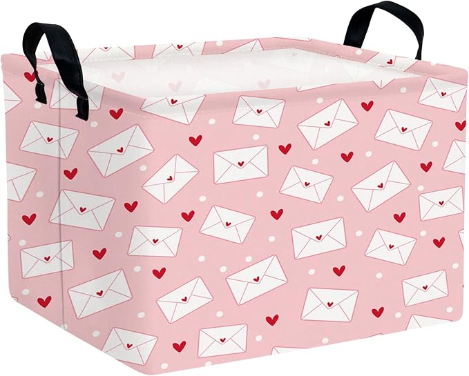 Valentine's Day Basket Gift for Empty Cute Heart Large Storage Bin for Kid and Baby Room Décor (Pink Envelope Love)