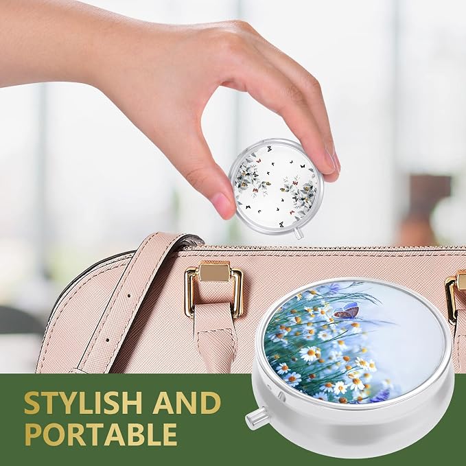 Pill Box, Small Pill Case for Purse & Pocket, Travel Medicine Organizer | Cute Travel Medicine Organizer, Portable Medicine Container Holder to Hold Vitamins, Medication, Fish Oil & Supplement