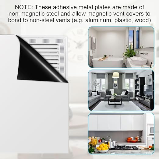 24pcs Adhesive Metal Plates for Magnetic Mounts, 2.36x1.18in Rectangular Iron Strips with Adhesive Backing for Magnets on Non-Steel Vents