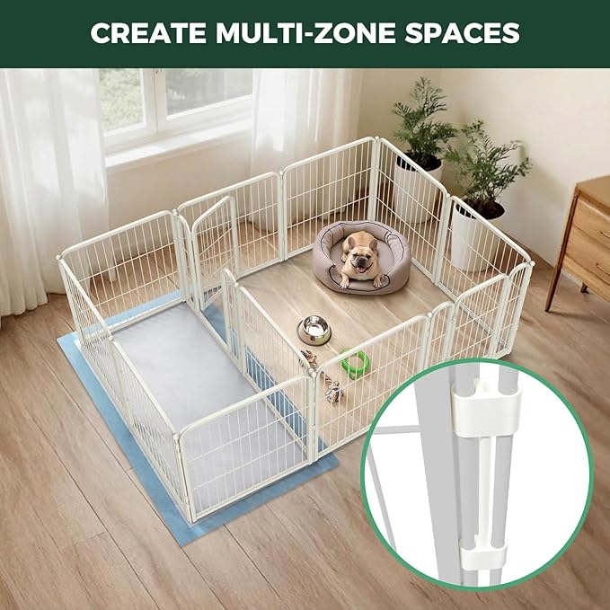 FXW Homeplus Indoor Dog Playpen with Divider Connectors, 24" H, 12 Panels | Calm Indoor Play Area, Two-Zone Layout, For Puppies & Small Dogs, Patented