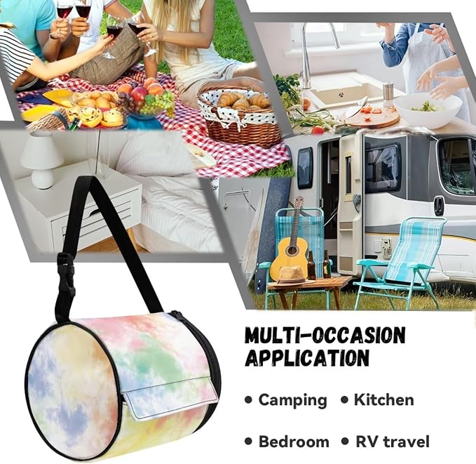 Tie Dye Print Wall Mounted Toilet Paper Holder Moisture Resistant Oxford Cloth Tissue Roll Paper Holder Hanging Bathroom Tissue Towel Roll Holder 6.3 * 6.3 * 6.3 Inch