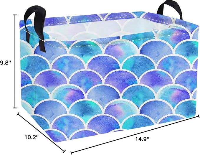 Essme Rectangular Girl Basket,Kids Storage Bins Organizer with Handles for Girls Room Decor, Gift Basket,Shelf Basket.(Bule)