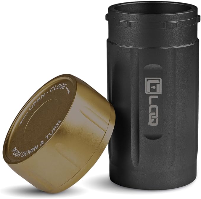 TXD120 Airtight Storage Jar and Smell Proof Container Keeps Herbs Fresh for Months, 120ml, Black Body, Tan Cap