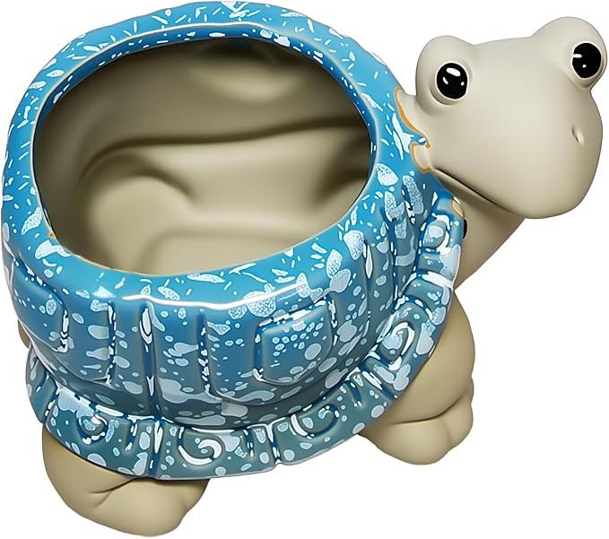 Ceramic Turtle Shaped Pen Pencil Holder for Desk Decoration Accessories Turtle Decor Makeup Brush Pen Cups Succulent Plant Pot Office School Ideal Gifts for Women, Mom or Birthdays