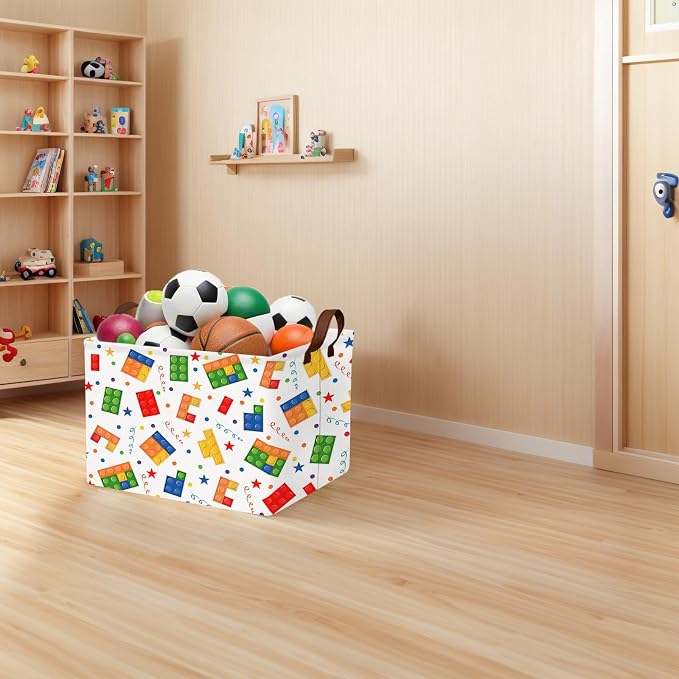 Kid Cute Nursery Storage Basket Baby Toy Clothes Storage Bin Playroom Bedroom Decor Basket(Building Blocks)