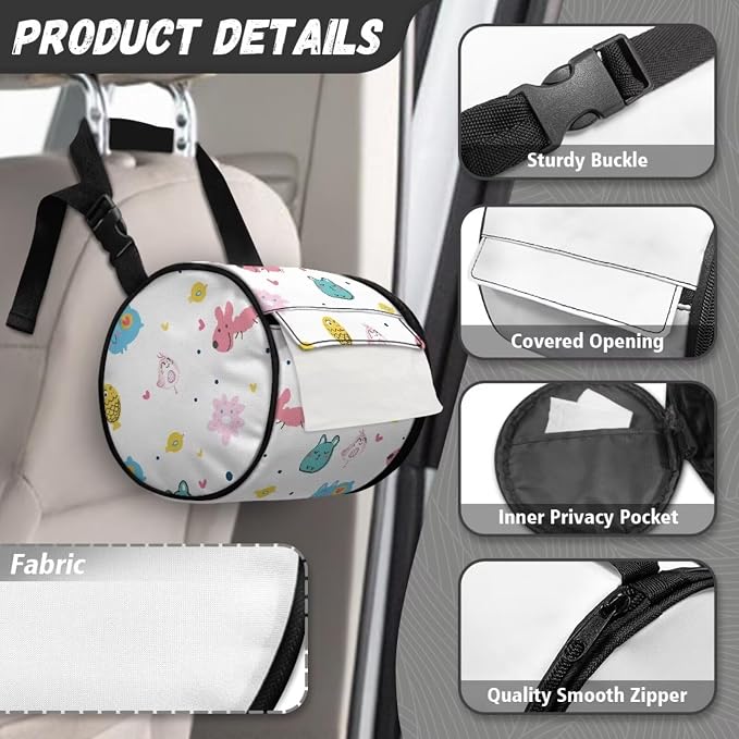 Cute Pets Bathroom Hanging Toilet Paper Tissue Holder Wall Mounted Tissue Towel Roll Holder with Adjustable Strap Easy Installation