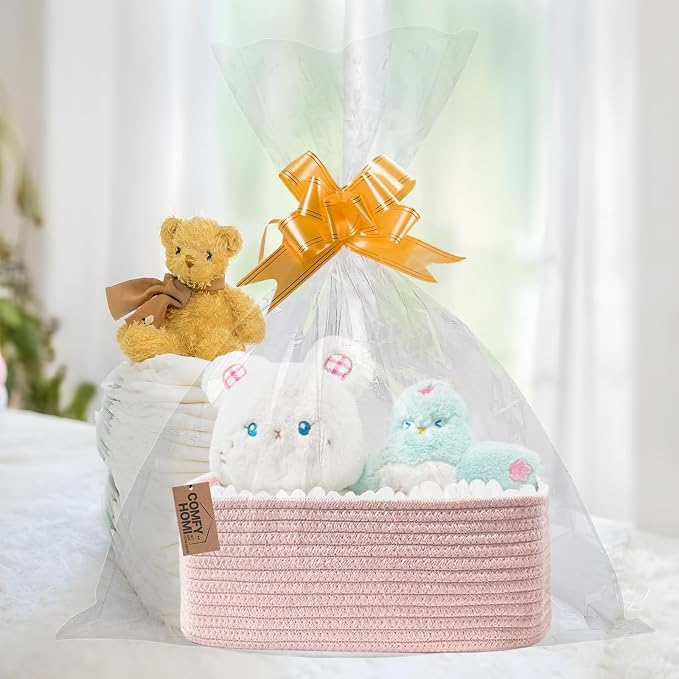 COMFY HOMI 11.5"x7.5"x4.7" Storage Baskets for Organizing | Cotton Rope Woven Basket | Toy Storage Bin Box | Basket for Shelves, Closet Organizer Bin, Decorative Closet Shelf, 3 Pack,