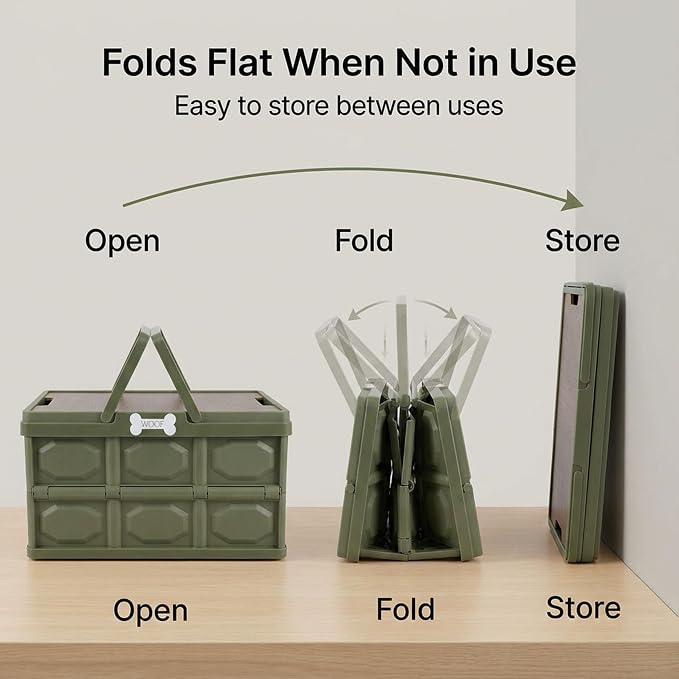 Morezi Outdoor Dog Toy bin chew Proof Box Storage in Plastic Foldable Designed Dog Stuff Organizer Great for pet Food organizing Toys leashes Clothing in Outside Green