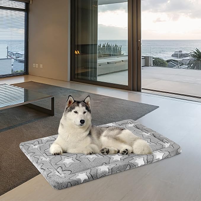 EMPSIGN Dog Crate Pad for 36"x24" Dog Crate, Star Pattern/Grey | Reversible Kennel Mat (Cool & Warm), Machine Washable, Cozy Star Pattern Sleeping Pad, All-Season Pet Bed