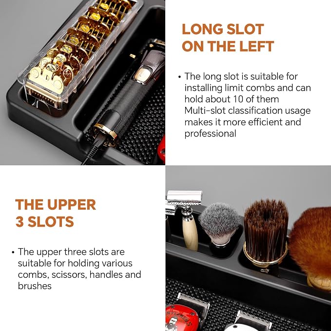 Large Barber Organizer Station, 16 x 12.5 Barber Tray for Clippers & Guards, Duster Brush, Salon Haircut Supplies, Barber Accessories Hair Tool Organizer for Salon & Barbershop and Home