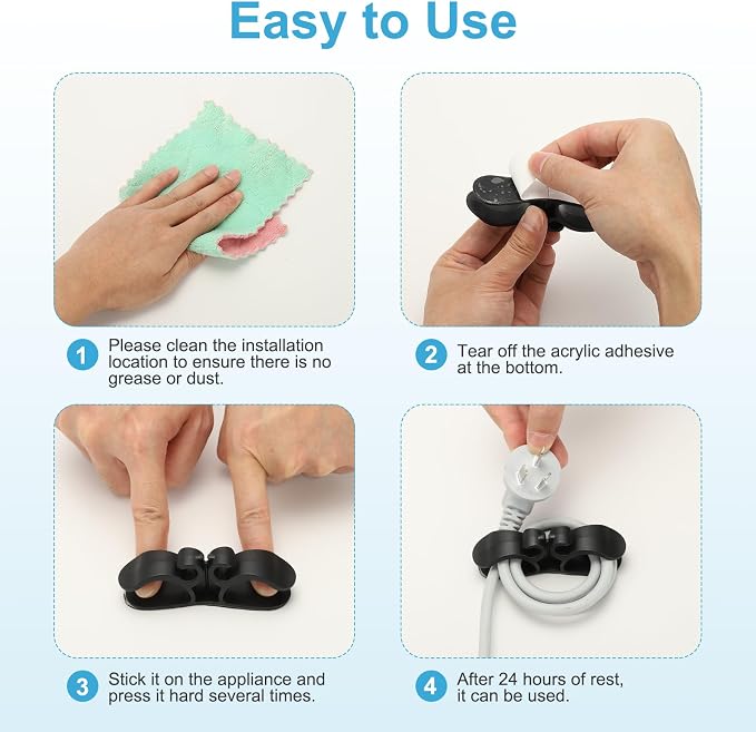 PATIKIL 6Pcs Cord Organizer for Appliances, Kitchen Silicone Appliance Cord Organizer Stick on Wire Wrapper for Kitchen Appliances Pressure Cooker, Black/White/Gray