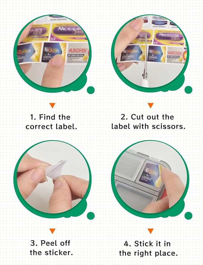 630 Pcs Medicine Labels Stickers for Pill Organizers, 350 DIY Pocket Pharmacy Labels & 280 Medicine Reminder Stickers, Travel Daily Pill Container Brand Label Pill Case Label Stickers
