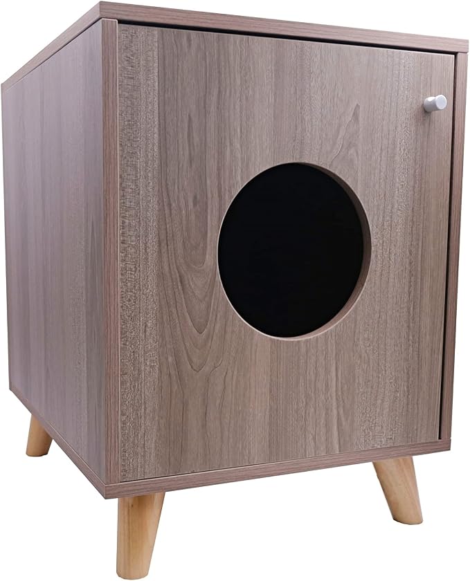 Midlee Hidden Cat Litter Box Furniture- Small- Wood Enclosure Nightstand Table Pet Washroom