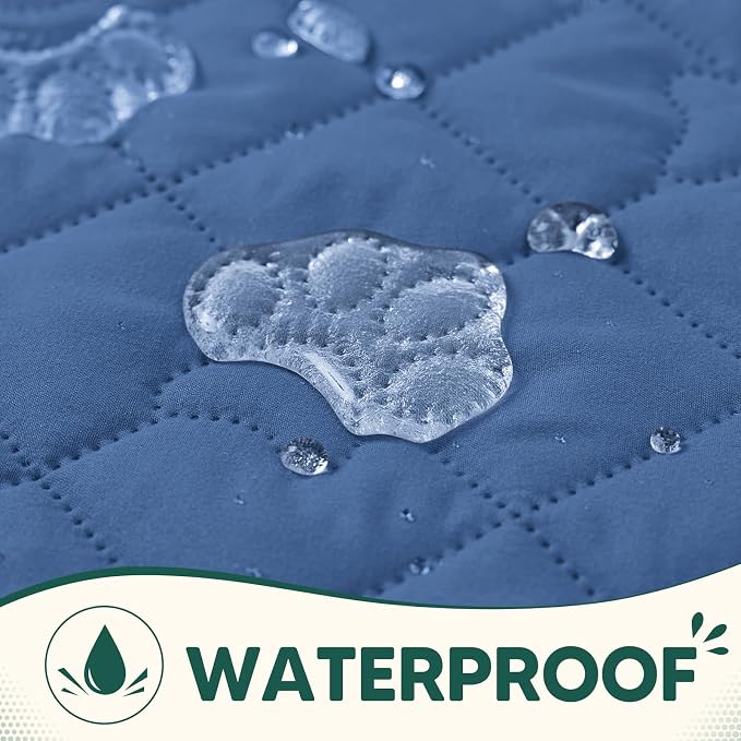 PAWFINITY Waterproof Loveseat Covers for Dogs, Pet Blanket for Couch | Paw Print Quilted, Hair Resistant, Anti Cat Scratch, Washable Protector for 2 Seat Sofa & Chair Cushion, 40x50 Inch, Blue