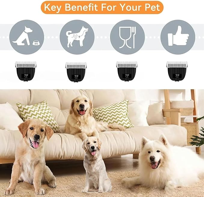Replacement Blade for nebot P1 Pro Pet Grooming Kit & Vacuum,Size-7F Cut Length 1/8"(3.2mm),Made of Ceramic Blade & Stainless Steel Blade,2 Pack