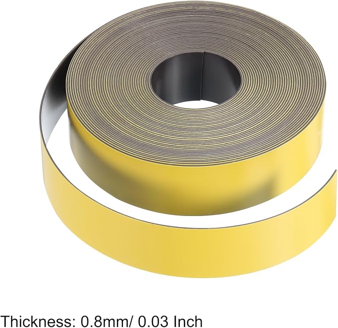 MECCANIXITY Magnetic Strip with Strong 1 Inch x 26.25 Feet Magnetic Strip Tape,Magnetic Tape Labels for Whiteboards Refrigerator and Crafts Yellow