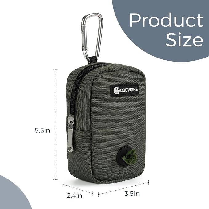 Dog Treat Pouch for Training, Portable Dog Walking Bag Built in Poop Dispenser, Pocket Sized Pet Pouches, Doggie Puppy Snack Rewards Bag,Treat Carrier Holder with Clip (Army Green)