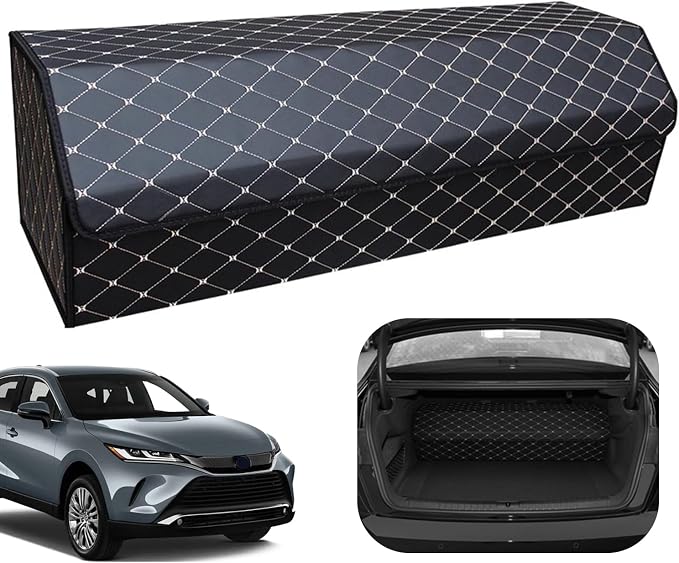 Car Trunk Organizer For Toyota Venza -Custom Fit,Leather Large Capacity Outdoor Trunk Organizer,4-Layer Cover,Diamond Quilted Pattern All-Season Use For Toyota Venza 2021-2024