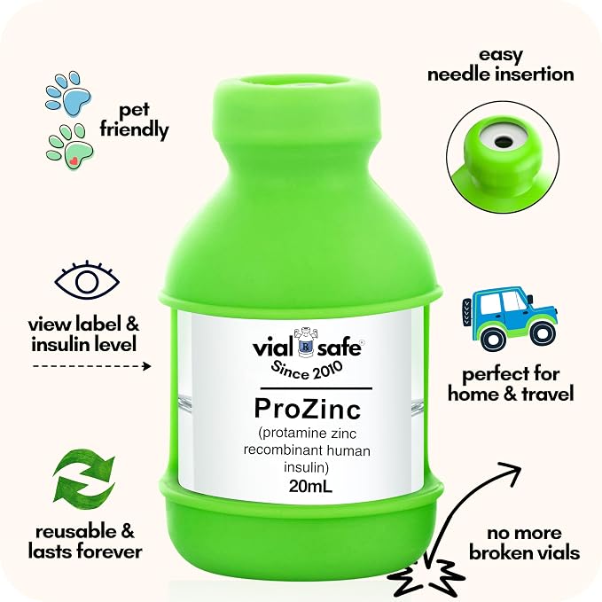 VIAL SAFE Insulin Vial Protector Case for ProZinc 20mL Cats & Dogs 2-Pack
