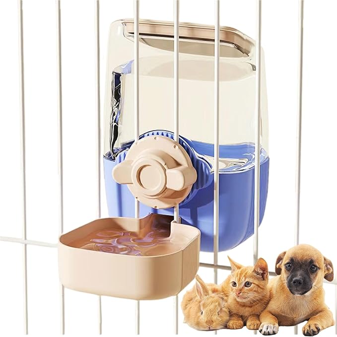 35oz Rabbit Water Bottle, Pet Hanging Automatic Water Dispenser for Small Animal Ferret Guinea Pig Chinchilla Dog Cat (Cage Grid Spacing 1.2''-2.1'') (Blue-Pink)