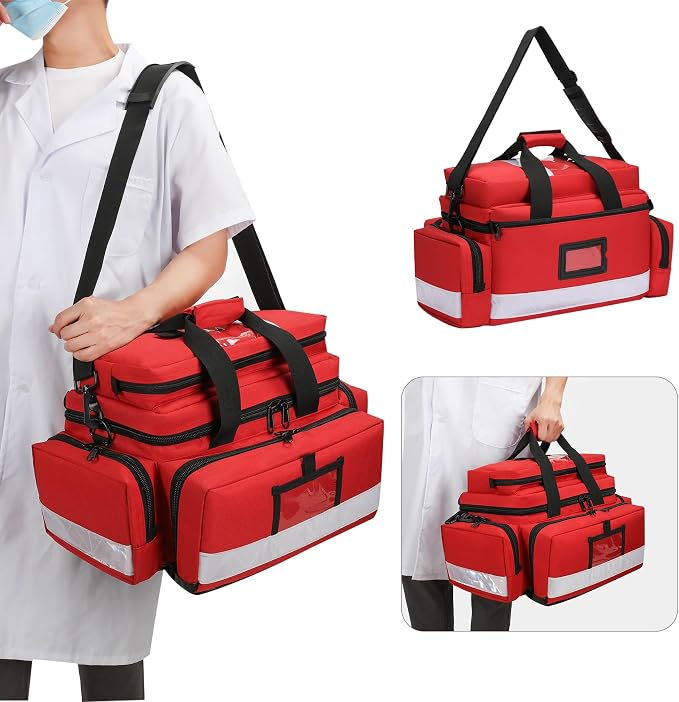 Medical Bag Empty First Responder Bag,Emergency Bag First Aid Kit Organizer,First Aid Bag with Detachable Dividers, Medical Bag for Nurses,Home Health Care, EMT
