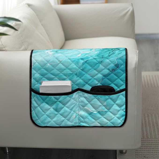 Green Marble Sofa Armrest Cover Stretch Couch Arm Covers Breathable Armrest Covers for Chairs Arms Protector Keep Home Clean Scratch-Resistant Sofa Arm Cover Protect Armchair Decor