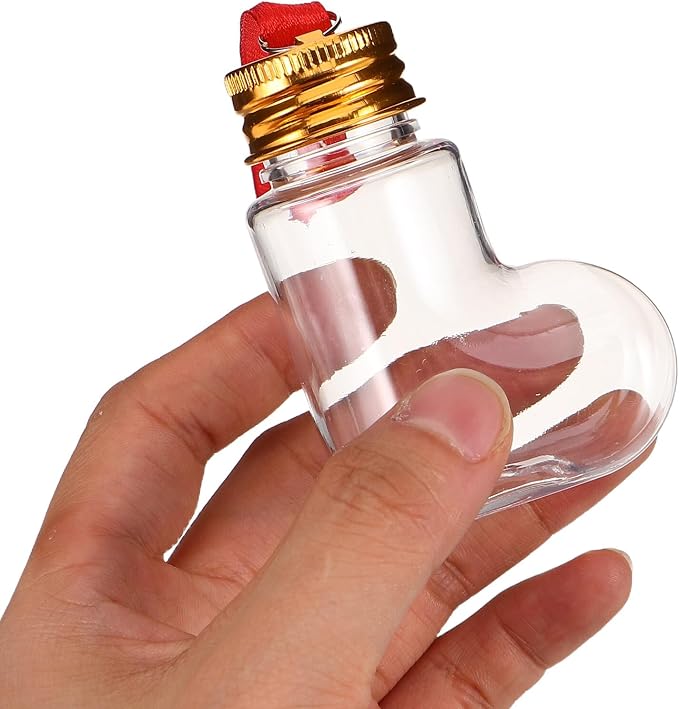 14pcs 50ml Pet Candy Bottles with Aluminum Caps and Red Hanging Strings – Sock-shaped Christmas Ornament Containers for DIY Holiday Tree Decorations and Candy Storage