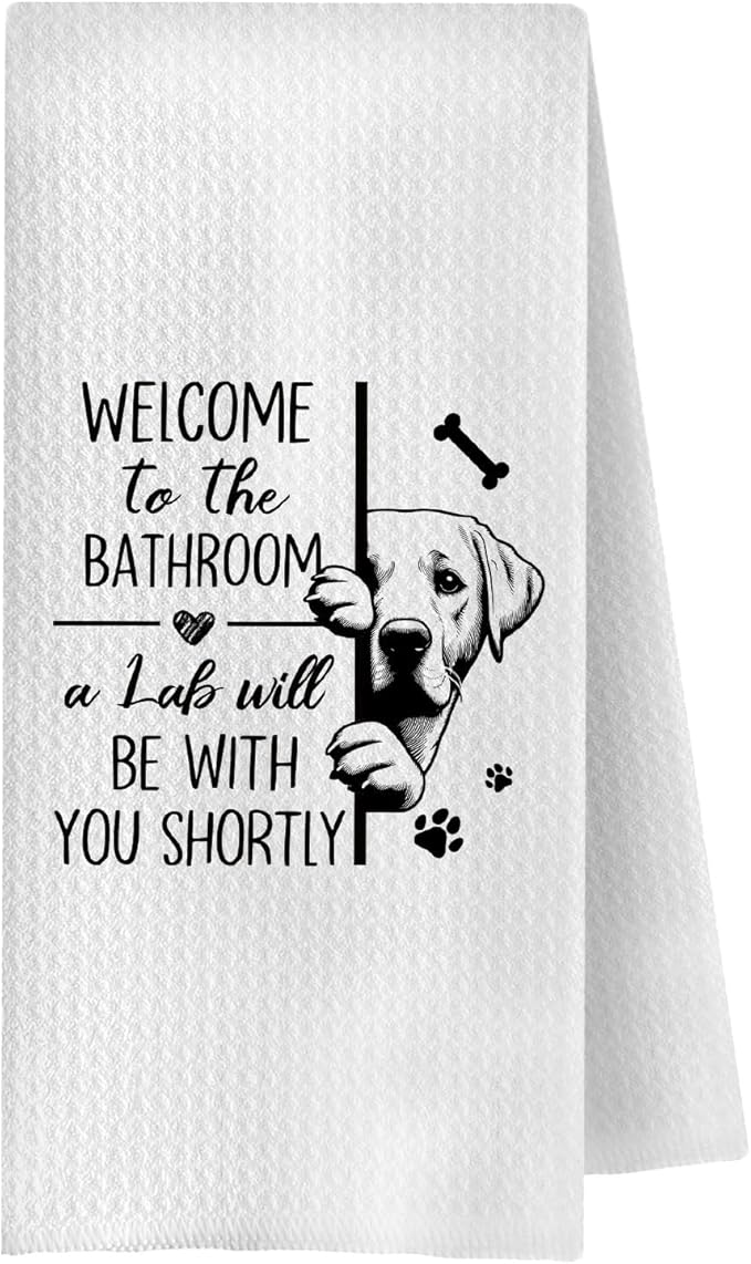 Funny Labrador Bathroom Hand Towels, Labrador Gifts for Women Men, Dog Lover Gifts Decorative Hand Towels for Bathroom Washroom Toilet Restroom, 16x24 Inches