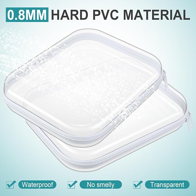 Ceenna 2 Pcs Clear Zipper Case Hard Shell Pouches,2 Large | Multiple Sizes Plastic Makeup Bags Pencil Case Organizer Diaper Bag Pouches Clear Travel Toiletry Bag for Women