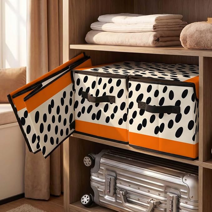 Stackable Storage Bins with Lids,Closet Organizers Fabric Box for Home and Office,Blanket Clothes Organizers,Under Bed Storage Containers 3 Pack