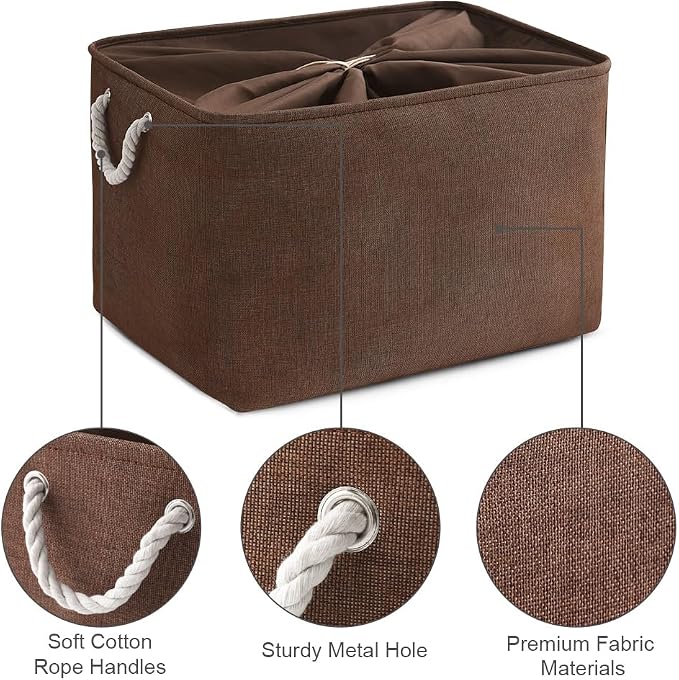 Organization and Storage for Organizing - Extra Jumbo 3 Pack 20.5x15.7x13.8 inch Fabric Storage Bin for Shelves, Storage cubes for Decorative Shoes Towel Blanket Closet (Brown)