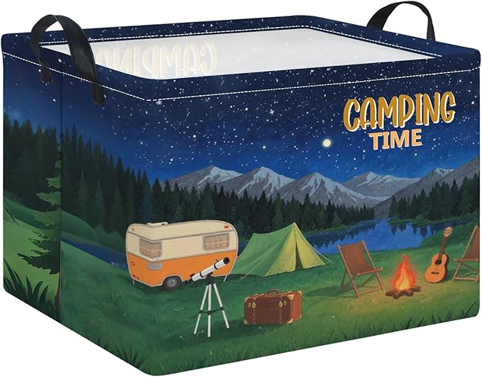 Rectangle Storage Basket with Handles,Collapsible Storage Bin,Books Box,Gift Basket(Camping)