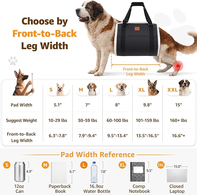 Adjustable Heavy Duty Dog Lift Harness for Giant Dogs Hind Leg Support | Sturdy Support, Helps Seniors, Injured, Disabled and After ACL Surgery Dogs, Saves Your Back, Soft Padding, Daily Walk/Stairs