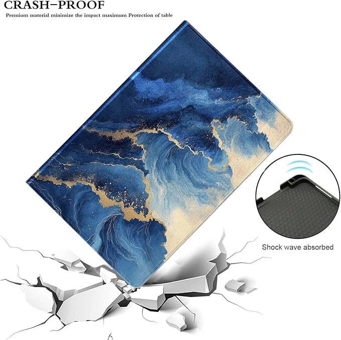 for Samsung Galaxy Tab A8 10.5 Inch 2022 (SM-X200/X205/X207) Tablet Case,Premium Leather Folio Stand Auto Wake/Sleep,Multiple Viewing Stand,Blue Marble