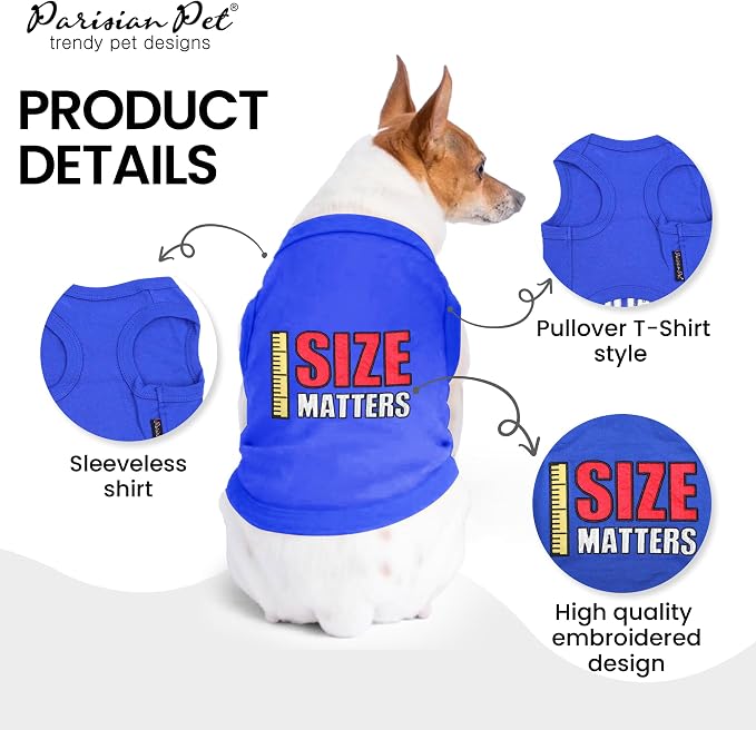 Parisian Pet Dog Shirt – 100% Cotton Shirts for Small Dogs – Blue Sleeveless Puppy Clothes – Lightweight and Breathable Pet Apparel – Soft Funny Dog Clothes - Stretchy T Shirts for Dogs