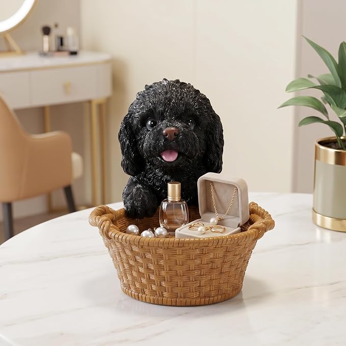 Poodle Candy Bowl for Office Desk - Decorative White Frenchie Storage Basket for Keys and Entryway Table - Unique Dog Lover Gift, Small Animal Decorative Bowl for Home Decor