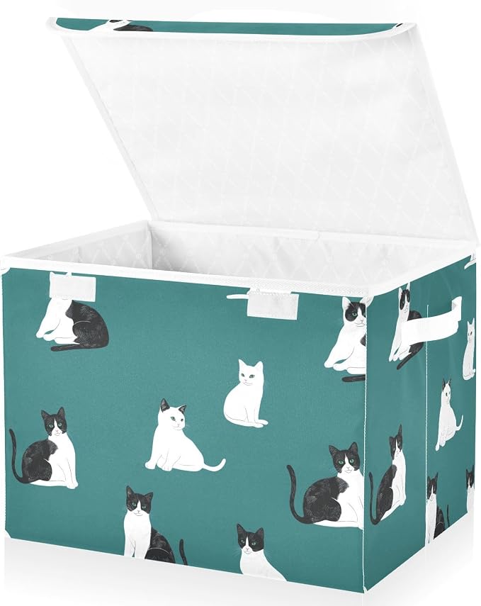 Beauty Manx Cats Teal Storage Container Bins For Organizing Stackable for Clothes Study Room